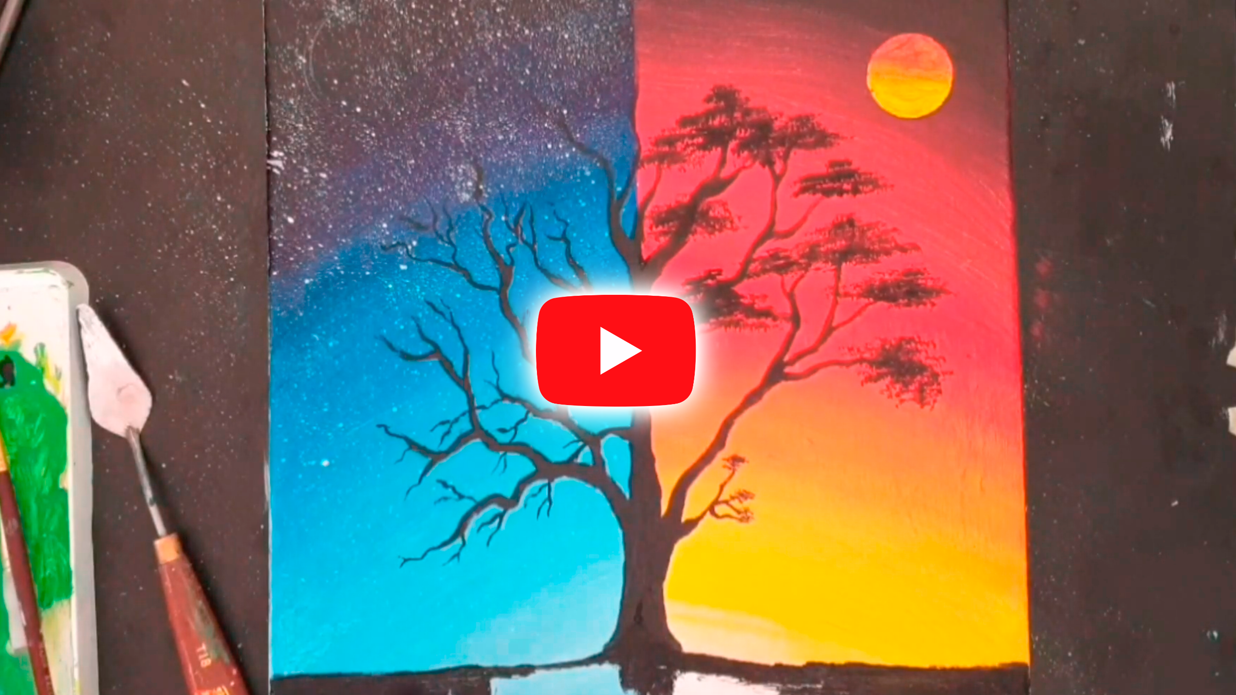 Day and night scenery - Acrylic painting for beginners - Paint with Asif.mp4